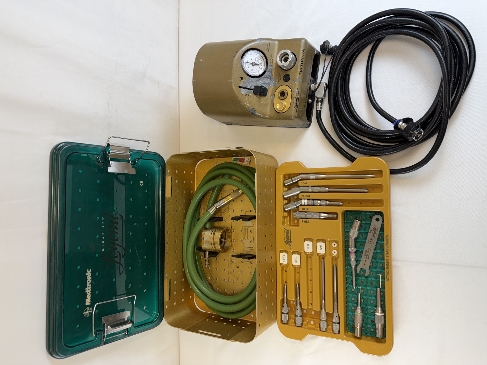 Medtronic Midas Rex Legend V03 Pneumatic Drill Set w/ Footpedal