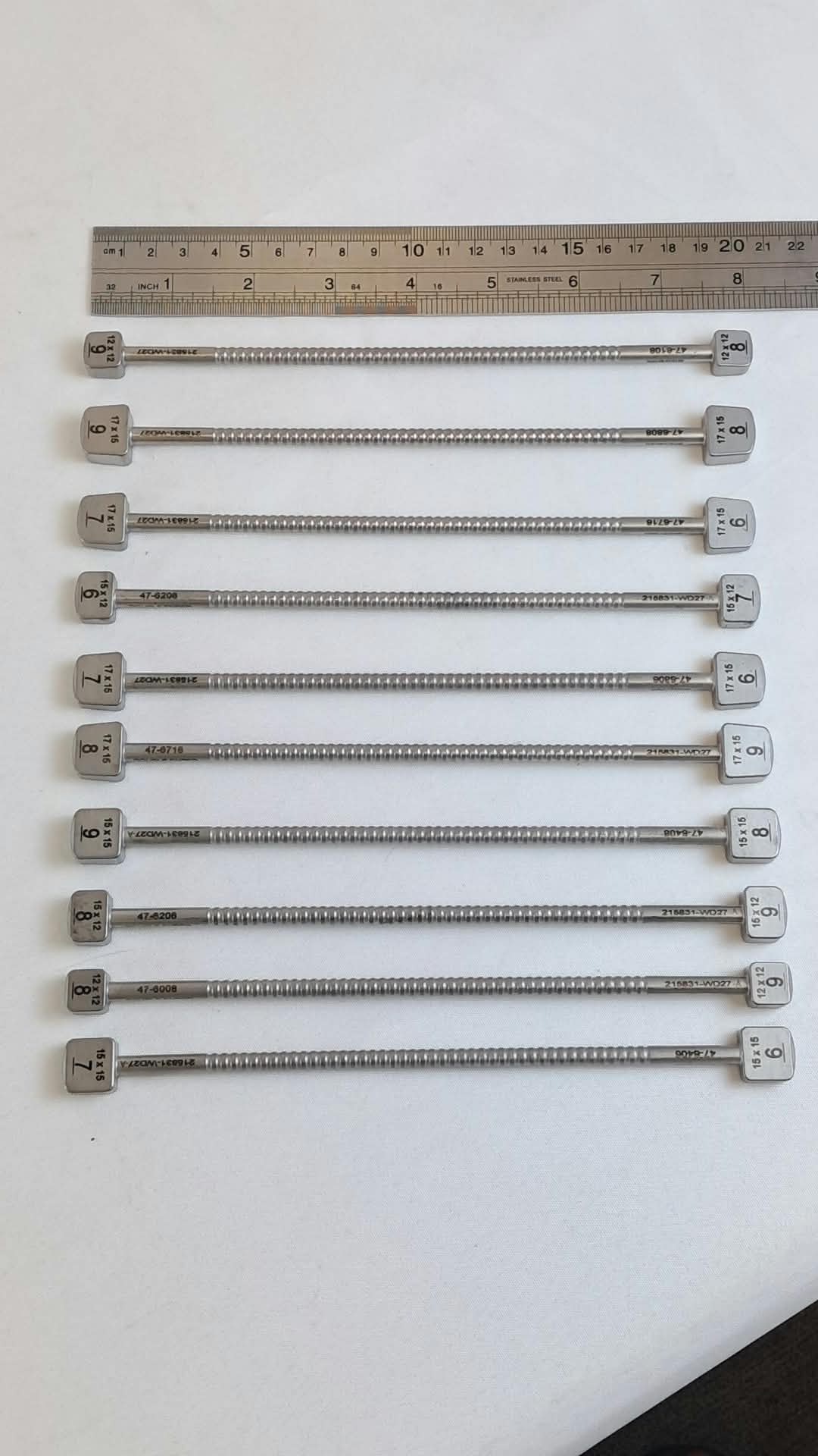 Orthofix CONSTRUX MINI Double Ended Spinal Implant Trial Sizers 10 Pc Set