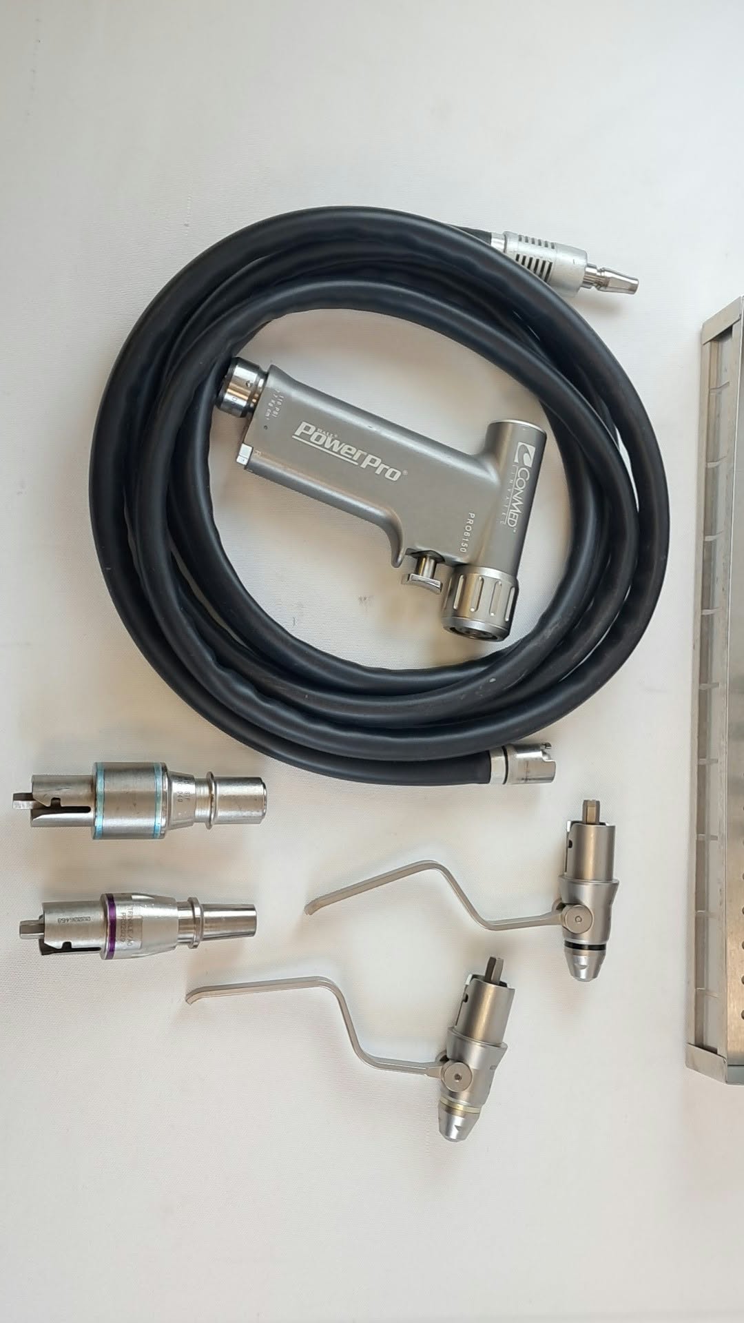 ConMed Linvatec Hall PowerPro Pneumatic Drill Set w/ PRO6150 Handpiece, Hose & 4 Attachments