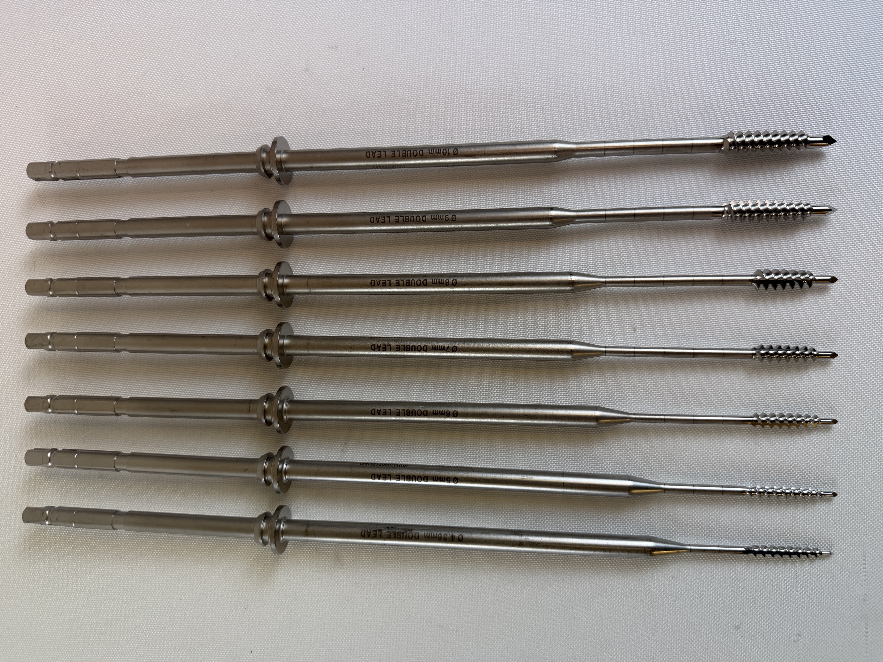 Set of 7 Depuy Spine Double Lead Navigated Taps